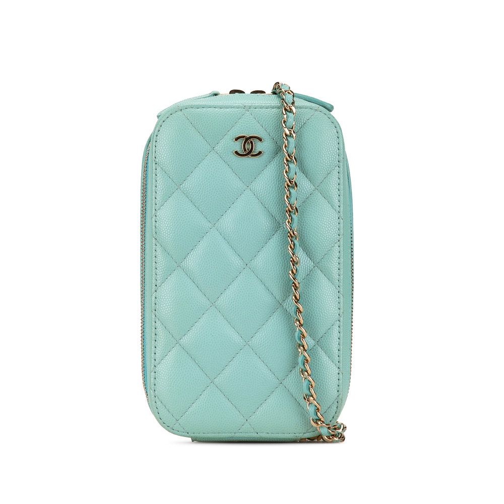 Pre-Loved Chanel CC Quilted Caviar Zip Phone Case